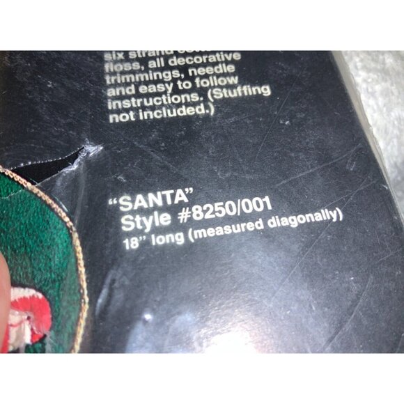 "SANTA" Felted Christmas Stocking Kit 18" Long Stamped Applique and Embroidery - Picture 6 of 6